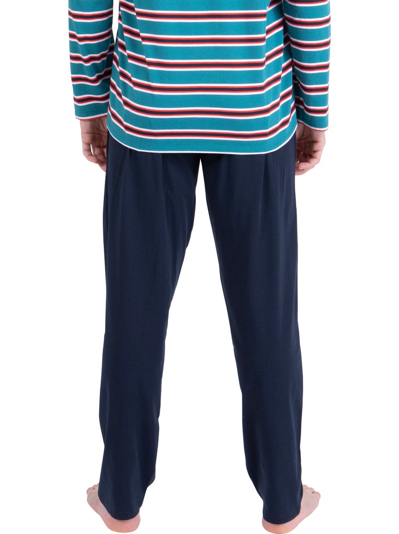 Pyjama long homme rayures aventure athena Bleu Rouge Bleu - Kiabi
