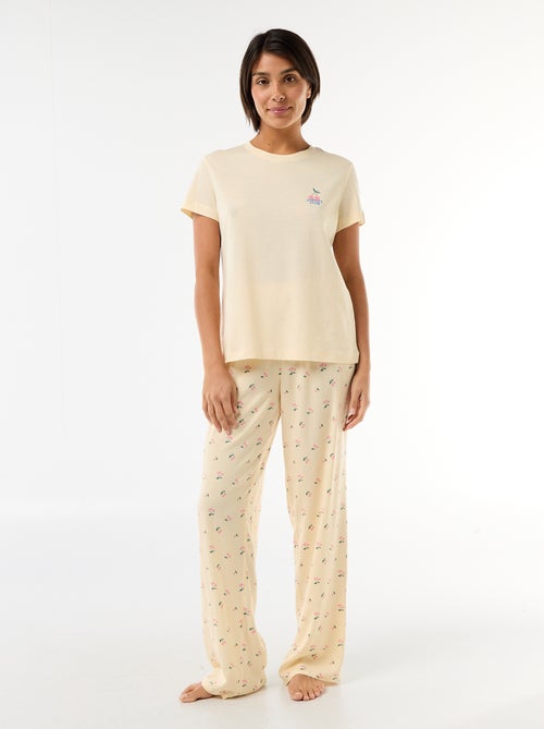 Pyjama long imprimé - 2 pièces - Kiabi