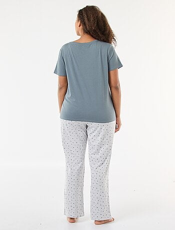 Pyjama long imprimé léopard - 2 pièces