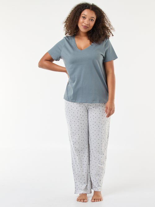 Pyjama long imprimé fleuri - 2 pièces - Kiabi