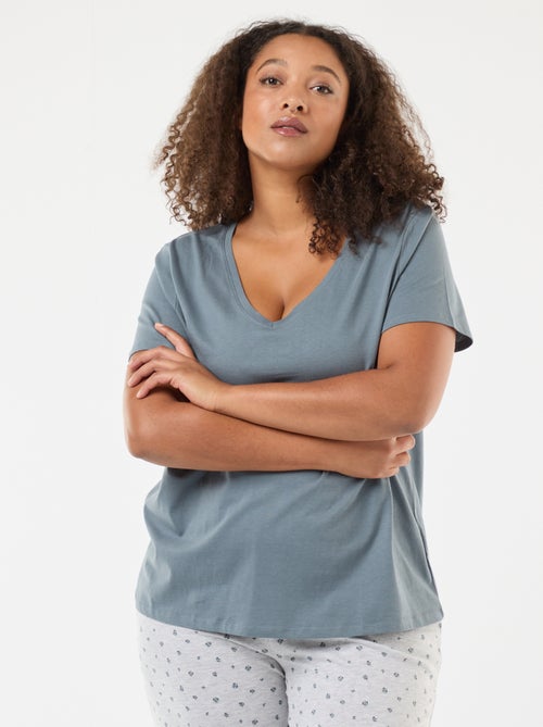 Pyjama long imprimé fleuri - 2 pièces - Kiabi