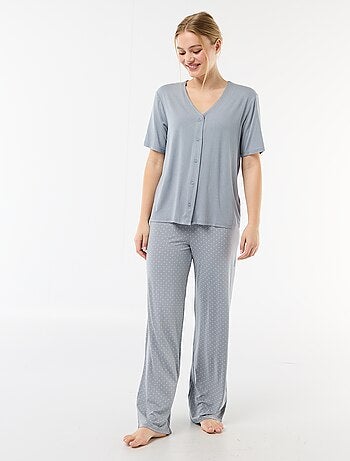 Pyjama long imprimé pois - 2 pièces