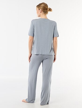 Pyjama long imprimé pois - 2 pièces