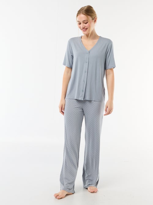 Pyjama long imprimé pois - 2 pièces - Kiabi