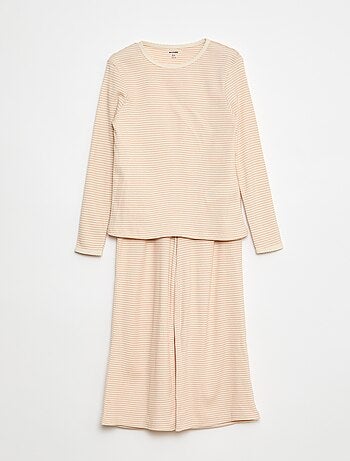 Pyjama long imprimé rayé - 2 pièces