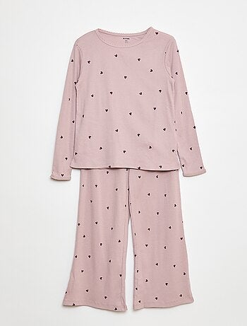 Pyjama long imprimé rayé - 2 pièces