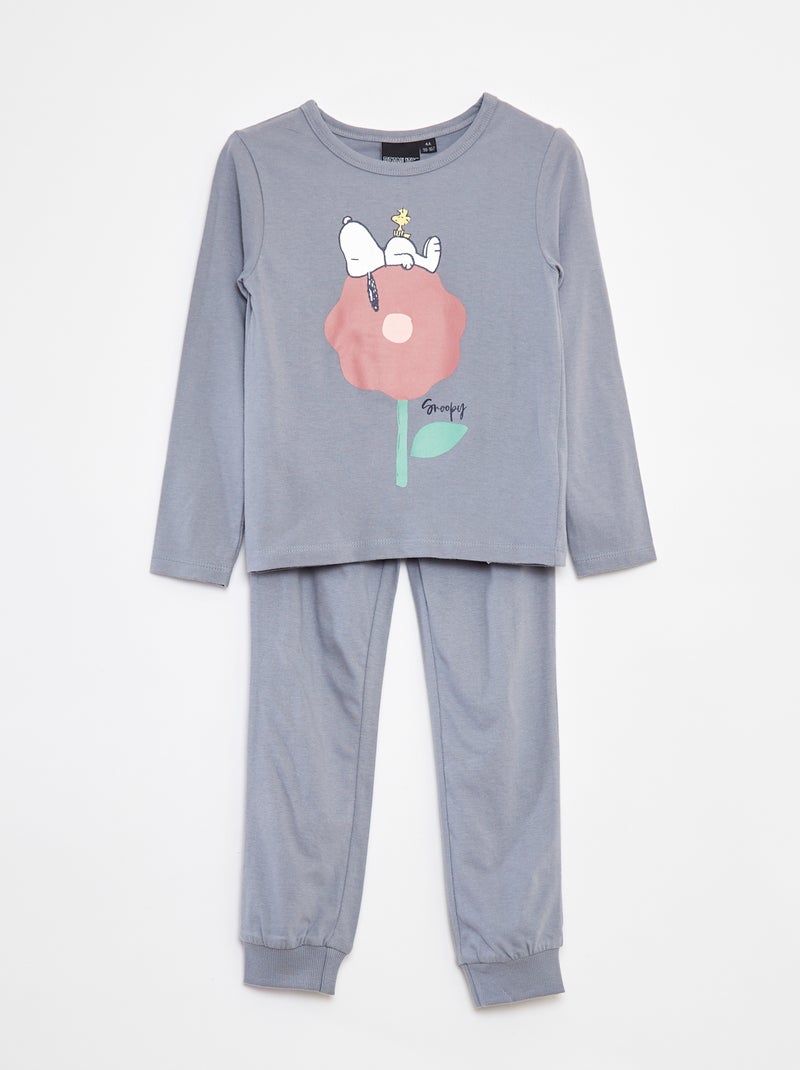 Pyjama long imprimé 'Snoopy' - 2 pièces Gris - Kiabi