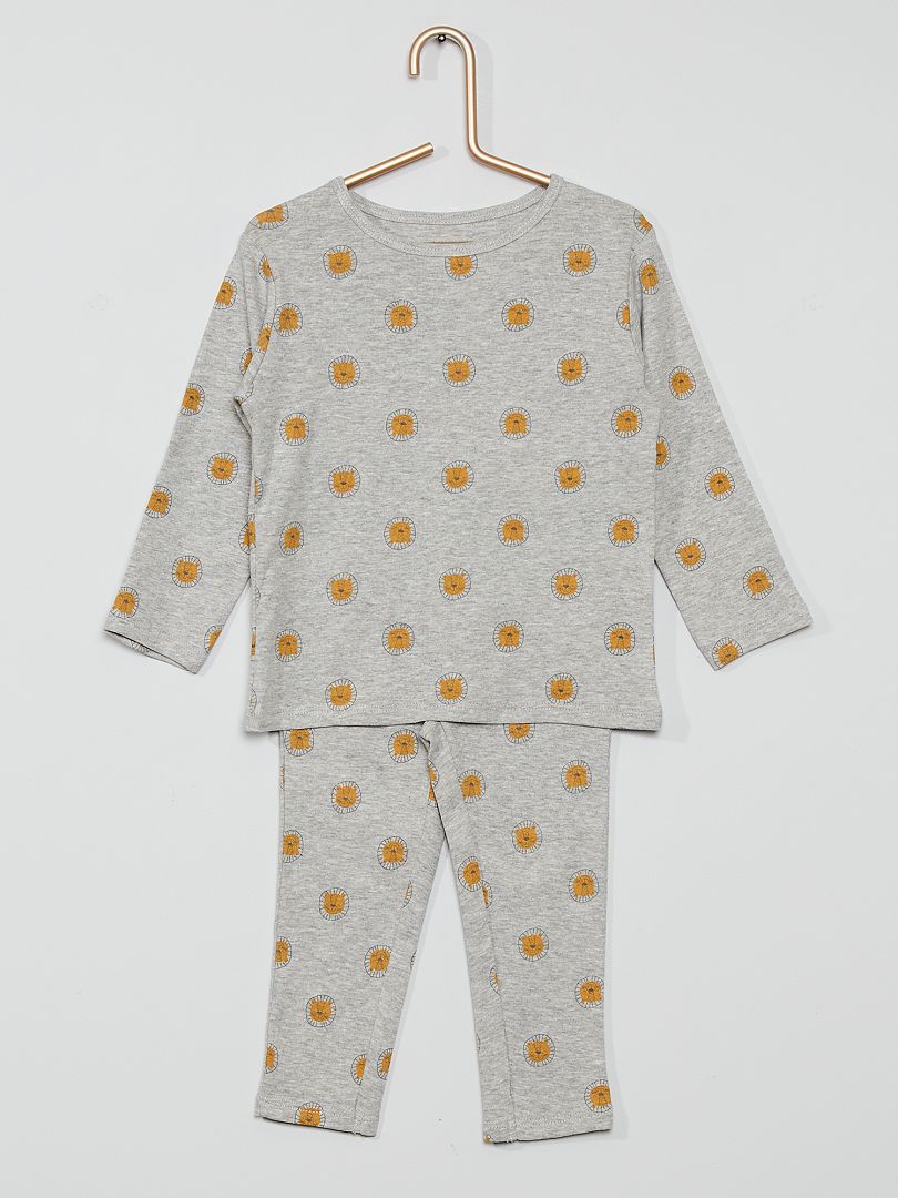 Pyjama long jersey gris - Kiabi