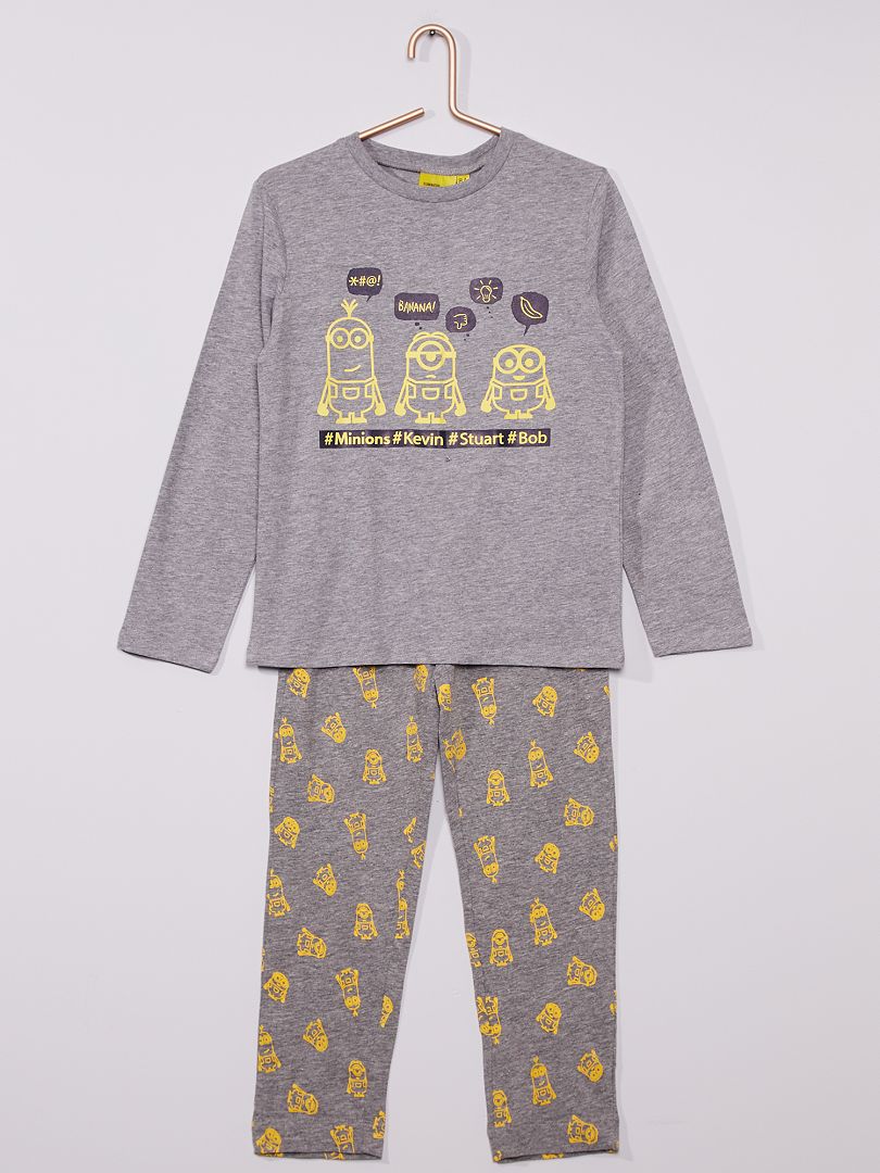 Pyjama long 'Les Minions' phosphorescent gris - Kiabi