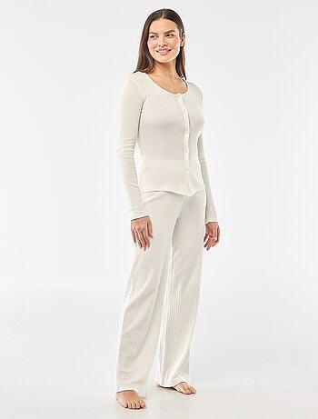 Pyjama long maille pointelle - 2 pièces
