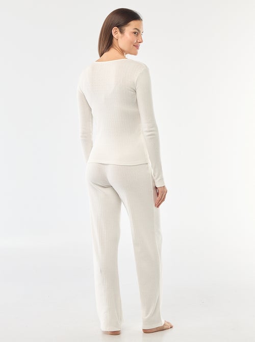 Pyjama long maille pointelle - 2 pièces - Kiabi