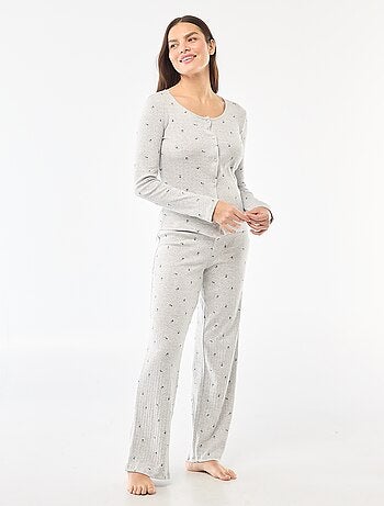 Pyjama long maille pointelle - 2 pièces