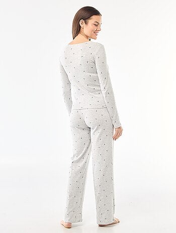 Pyjama long maille pointelle - 2 pièces