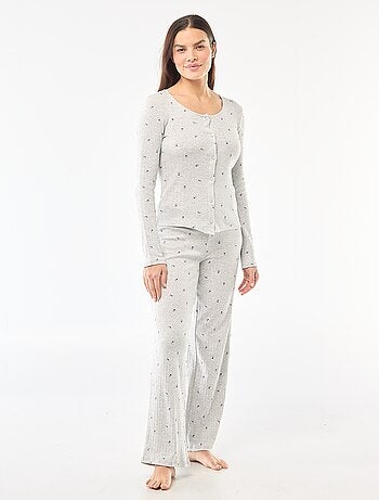 Pyjama long maille pointelle - 2 pièces