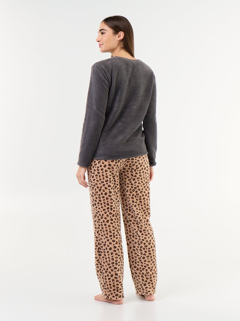 Pyjama long 'Minnie' de 'Disney' en polaire - 2 pièces Gris - Kiabi