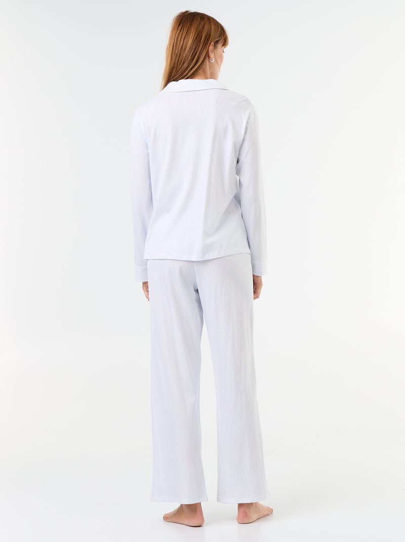 Pyjama long motif - 2 pièces Bleu - Kiabi