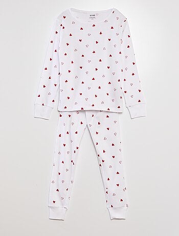 Pyjama long motif 'cœurs' t-shirt + pantalon - 2 pièces - Kiabi