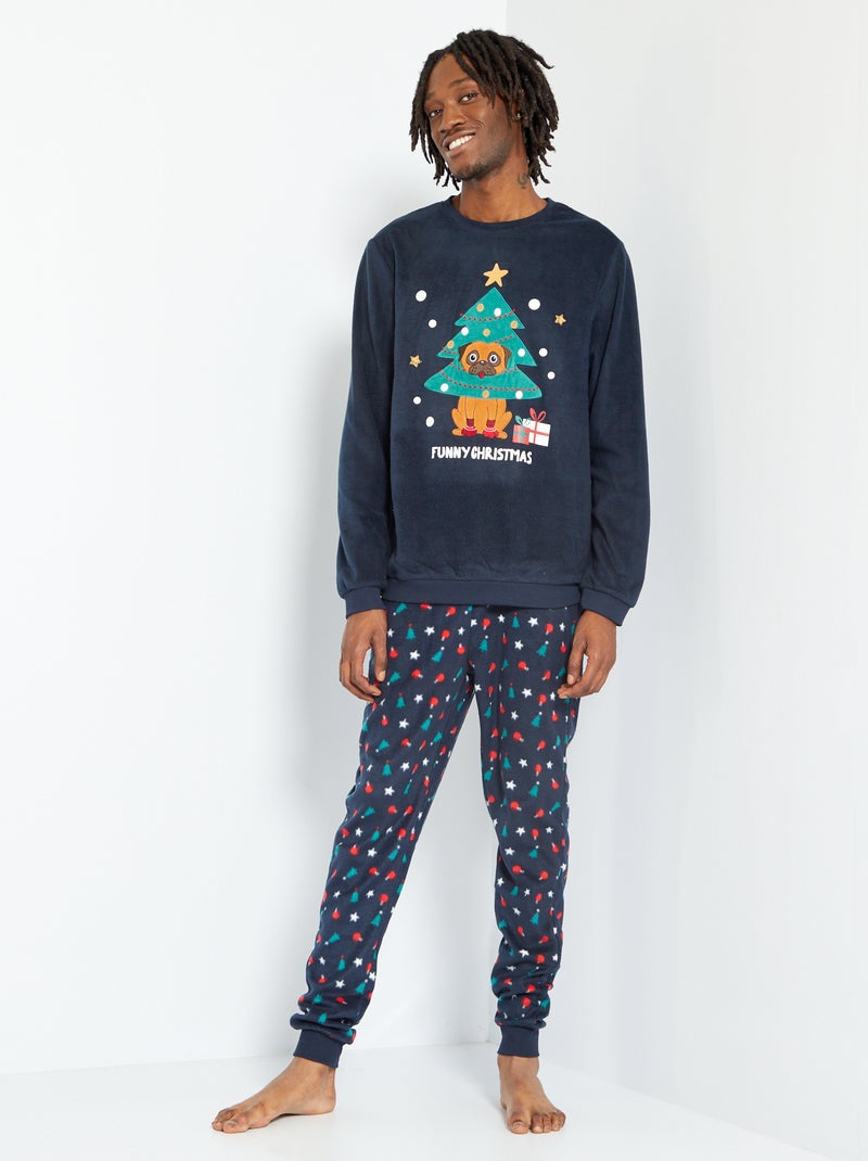 Pyjama long polaire - 2 pièces Bleu - Kiabi