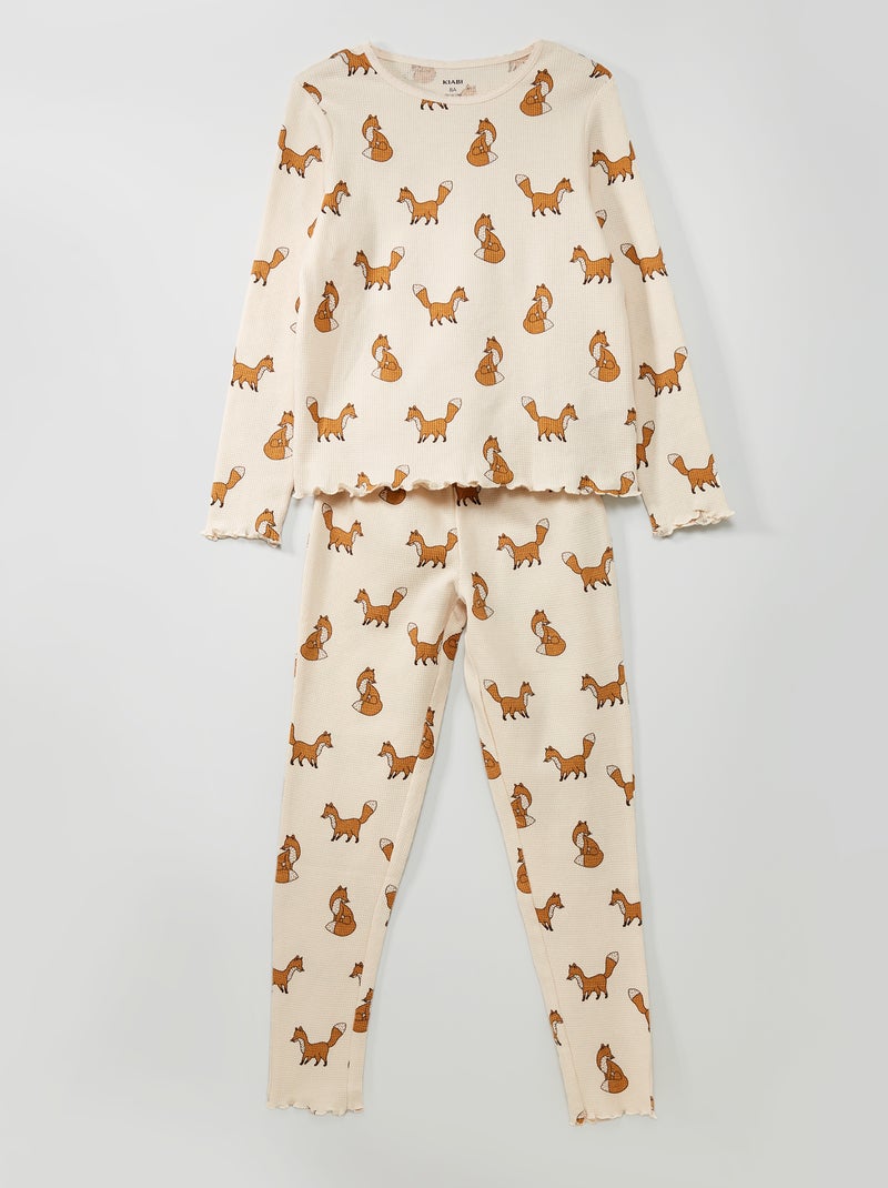 Pyjama long 'Renard' - 2 pièces Blanc - Kiabi