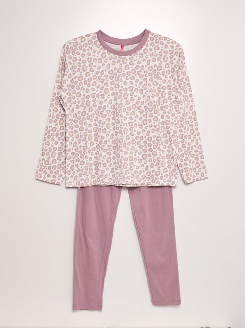 Pyjama long t-shirt + pantalon - 2 pièces - Kiabi