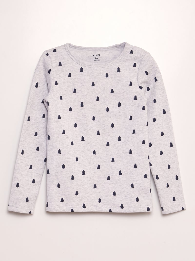 Pyjama long t-shirt + pantalon - 2 pièces Gris - Kiabi