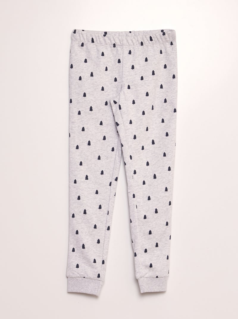 Pyjama long t-shirt + pantalon - 2 pièces Gris - Kiabi