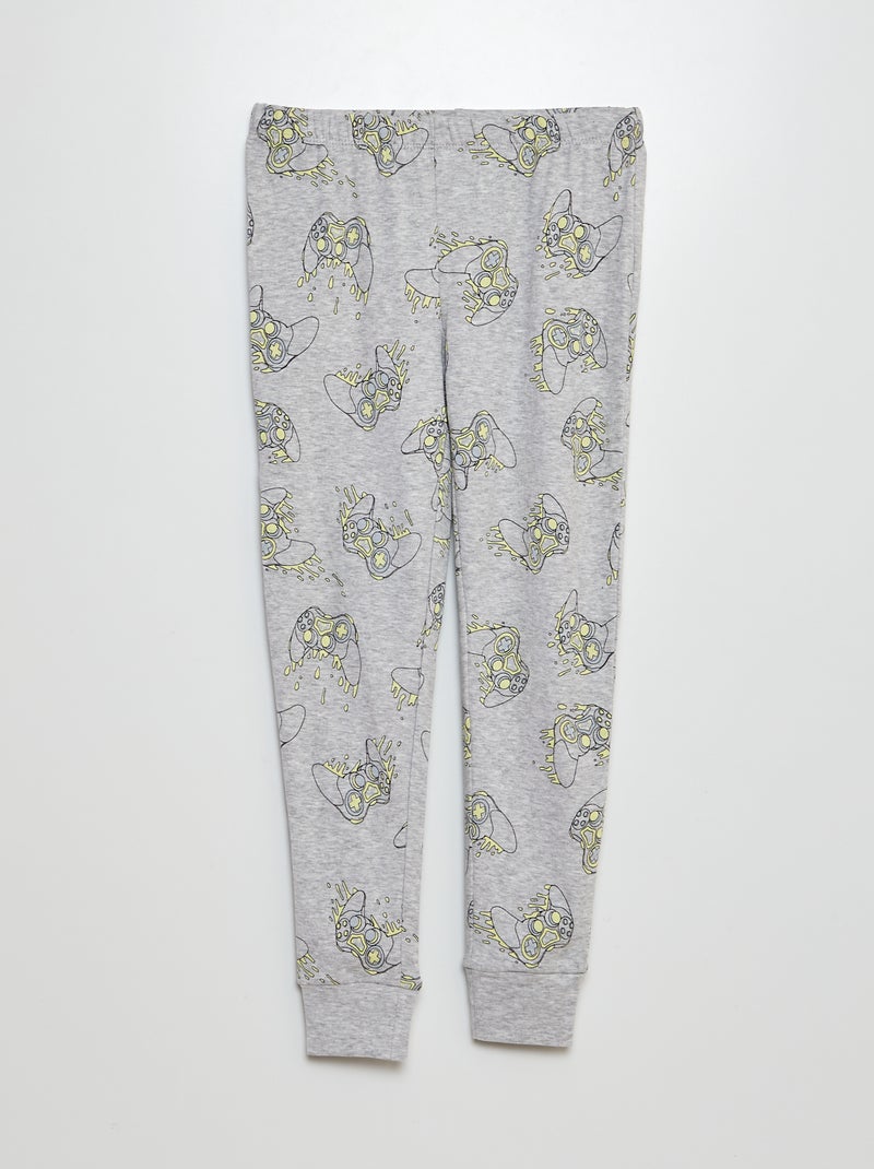 Pyjama long t-shirt + pantalon - 2 pièces Gris - Kiabi