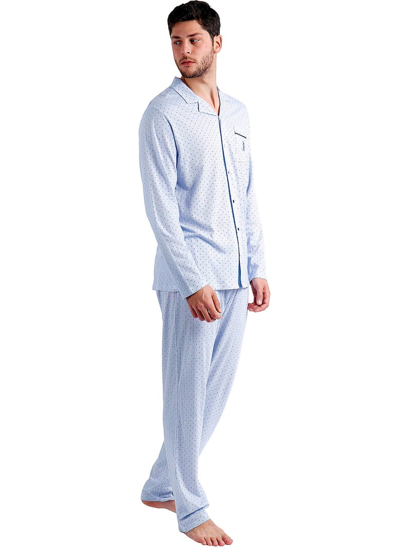Pyjama loungewear broek en shirt stripes and dots Blauw - Kiabi