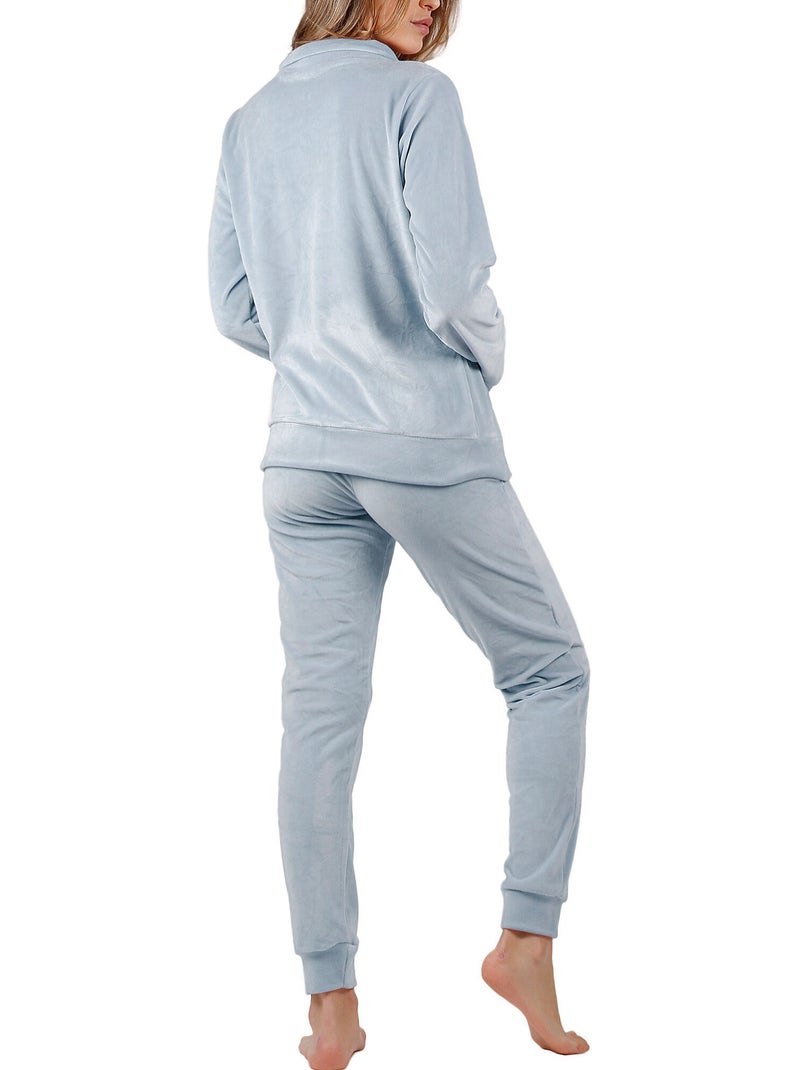 Pyjama loungewear broek jasje met rits soft home Blauw - Kiabi
