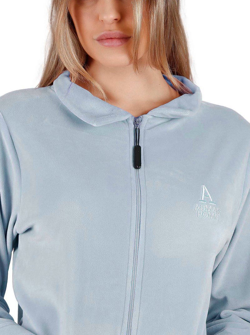 Pyjama loungewear broek jasje met rits soft home Blauw - Kiabi