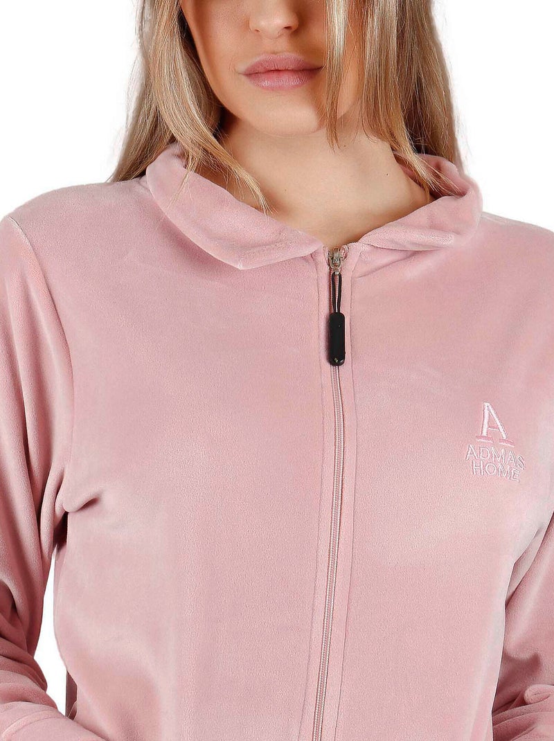 Pyjama loungewear broek jasje met rits soft home Roze - Kiabi