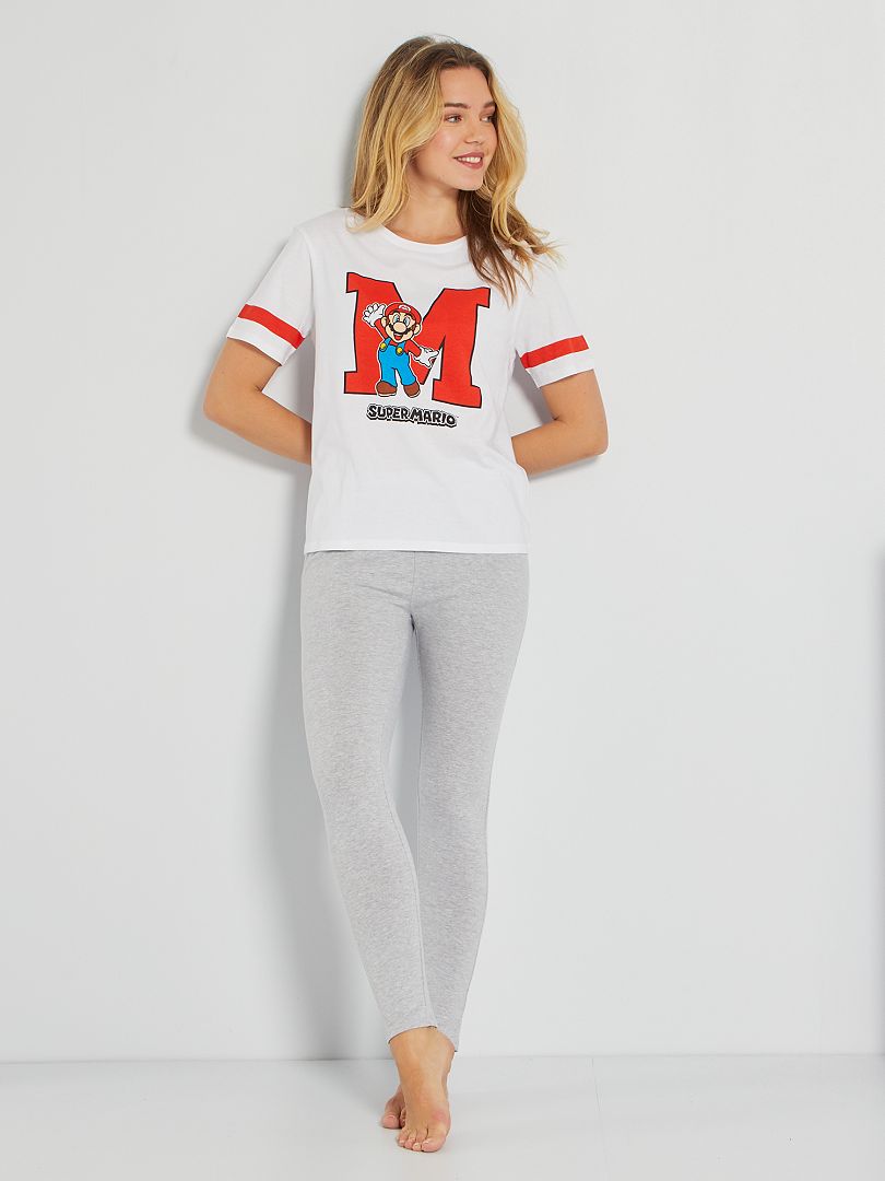 Pyjama 'Mario' 2 pièces Blanc/gris - Kiabi