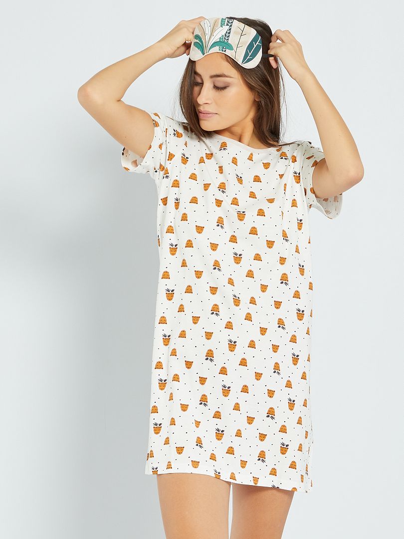 Pyjama + masque de nuit beige - Kiabi