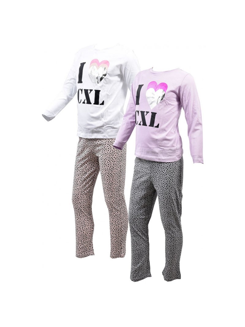 Pyjama Meisje CXL by LACROIX - Set van 2 Blauw Roze Grijs - Kiabi