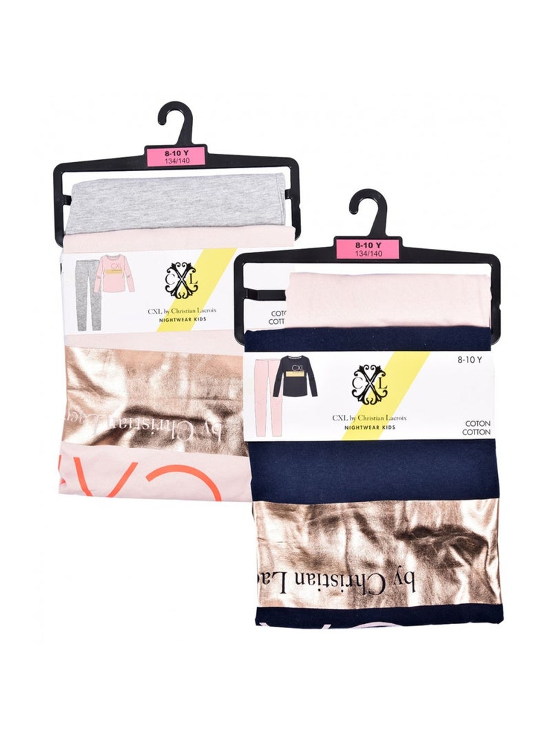 Pyjama Meisje CXL by LACROIX - Set van 2 Blauw Roze Grijs - Kiabi