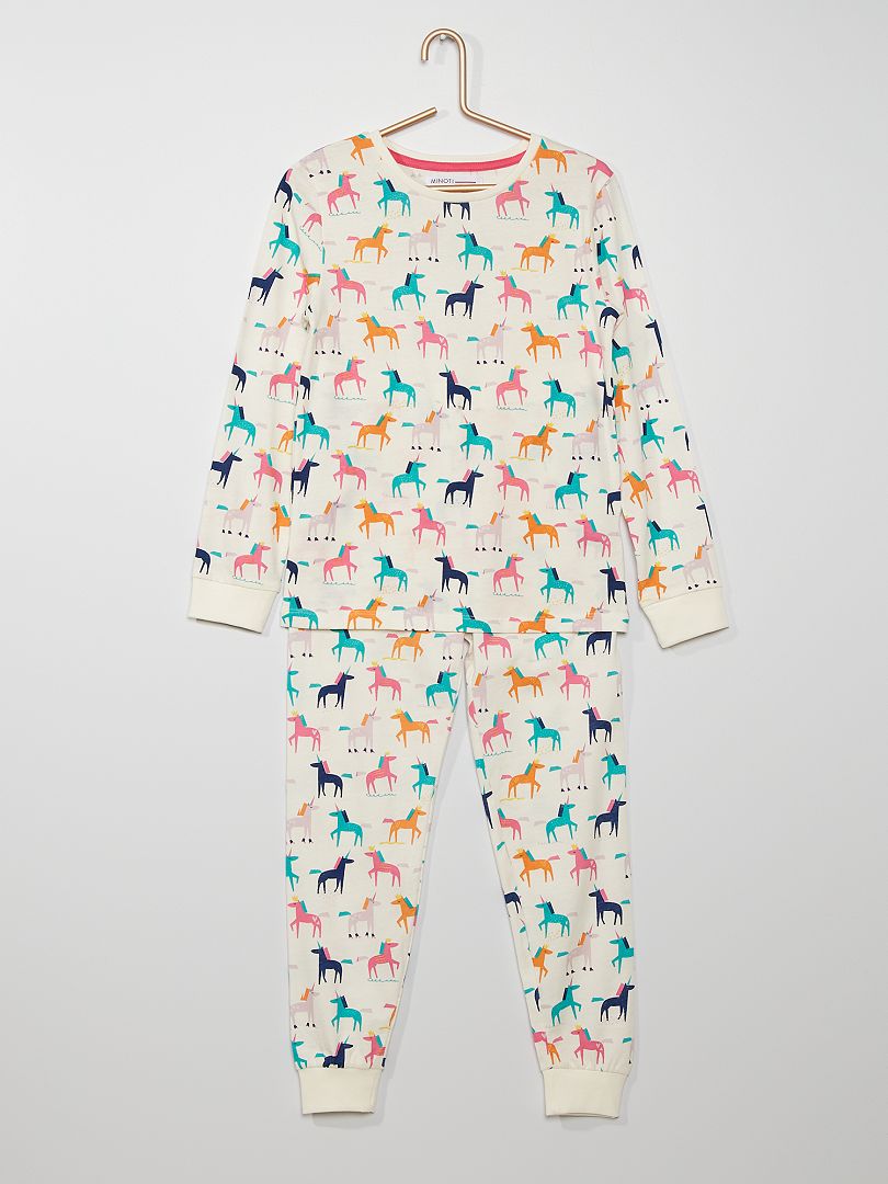Pyjama met eenhoornprint WIT - Kiabi