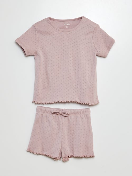 Pyjama met fijn ajourmotiefje - T-shirt + short - 2-delig - Kiabi