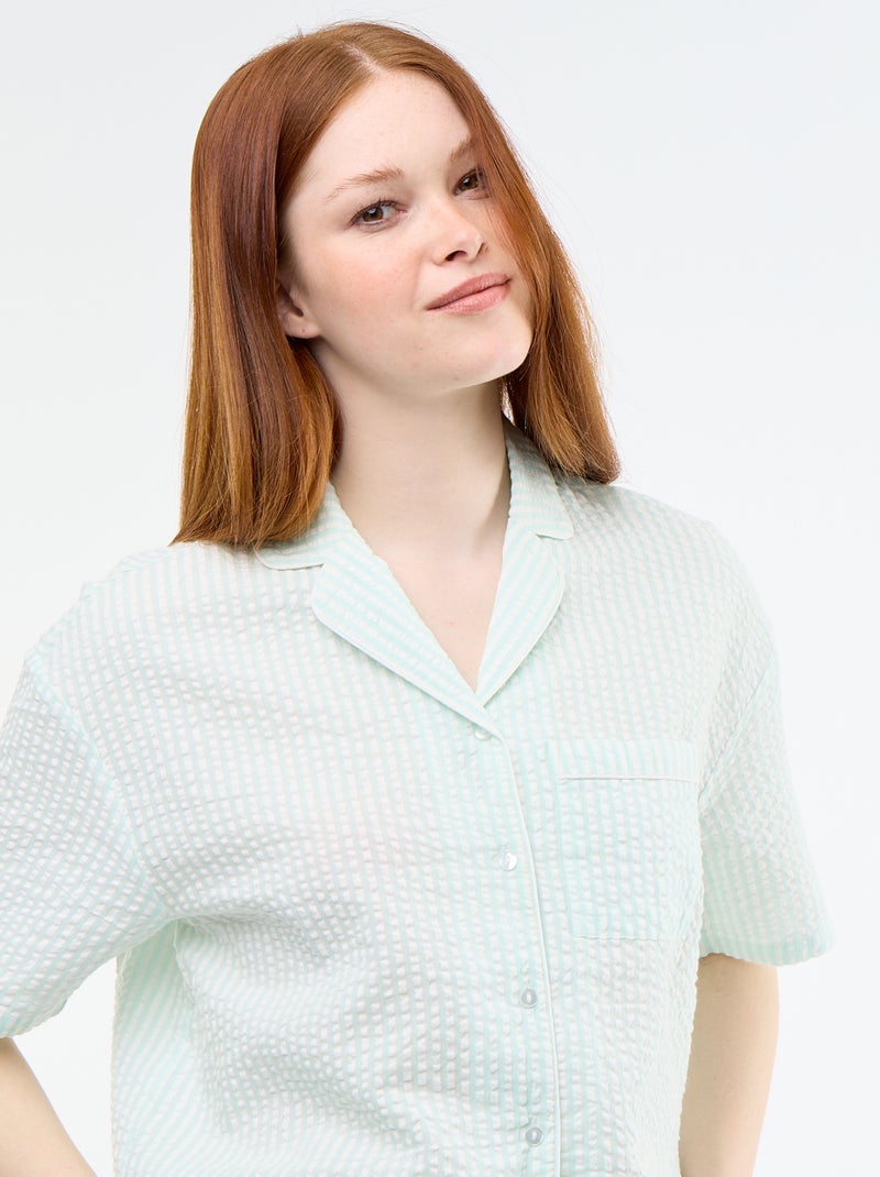 Pyjama met gestreepte short - 2-delig Groen - Kiabi