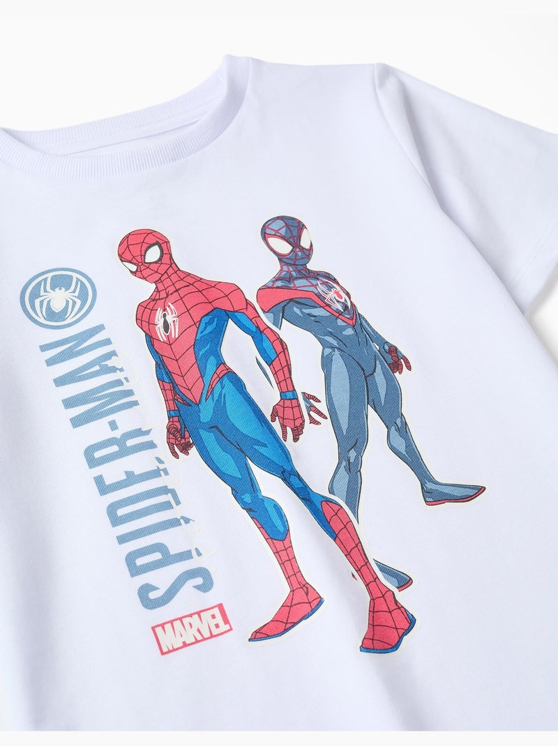 Pyjama met korte mouwen die in het donker oplicht, met Spider-Man Wit - Kiabi