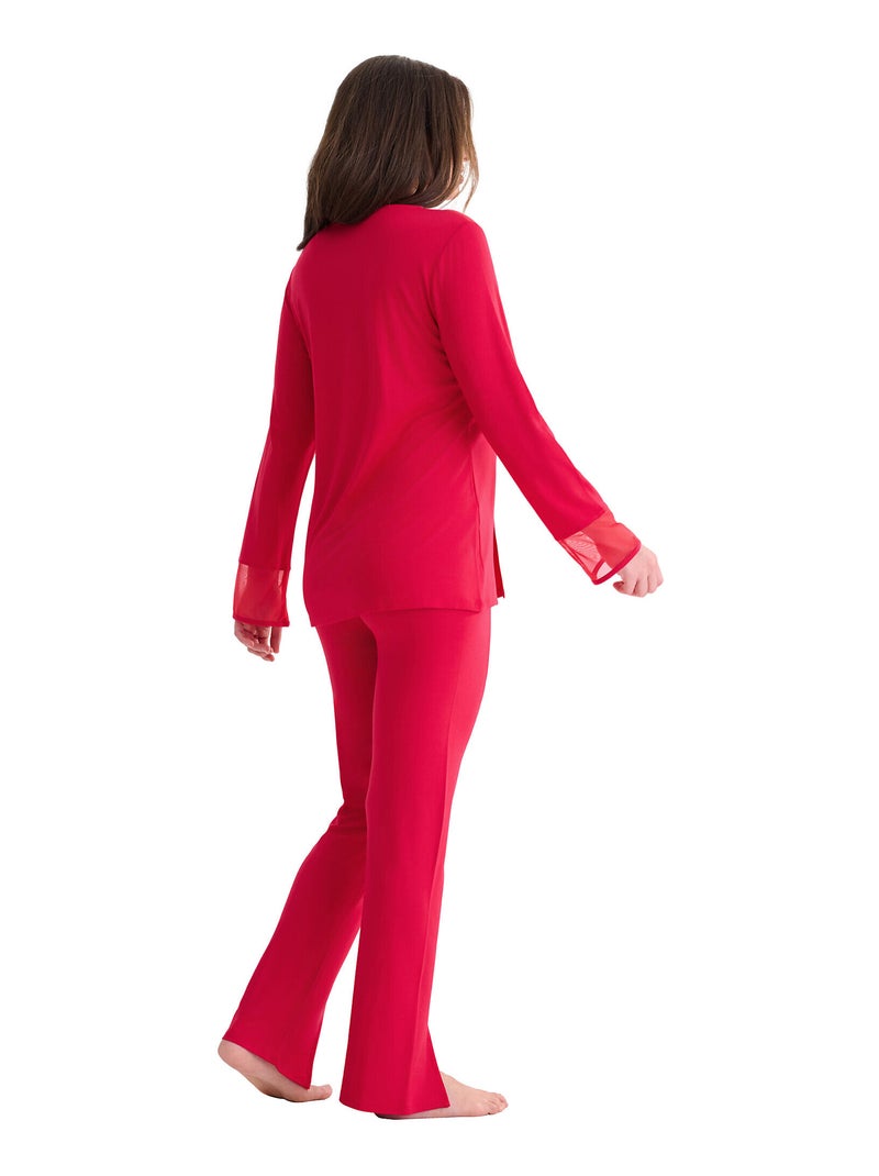 Pyjama met lange mouwen en uitlopende broek roxanne Rood - Kiabi