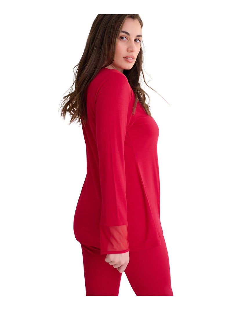 Pyjama met lange mouwen en uitlopende broek roxanne Rood - Kiabi