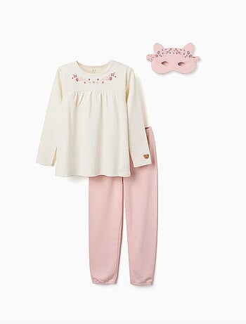Pyjama met lange mouwen van katoen met gewatteerd masker