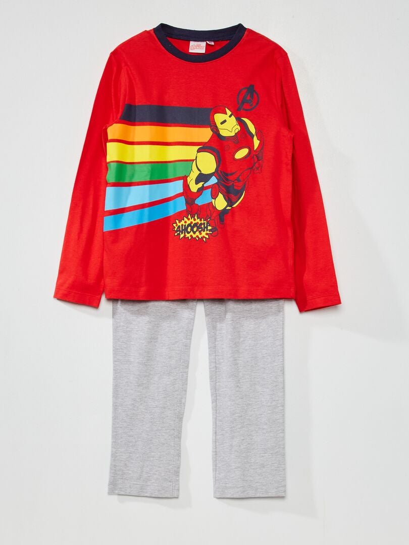 Pyjama met print van van - 2-delig - rood / grijs - Kiabi -