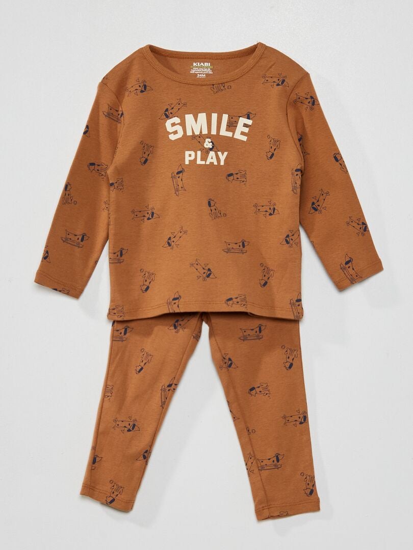 Pyjama met T-shirt + broek BRUIN - Kiabi