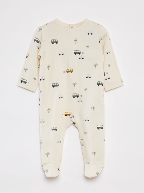 Pyjama met voetjes en motiefje - Kiabi