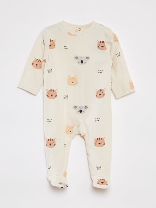 Pyjama met voetjes en motiefje - Kiabi