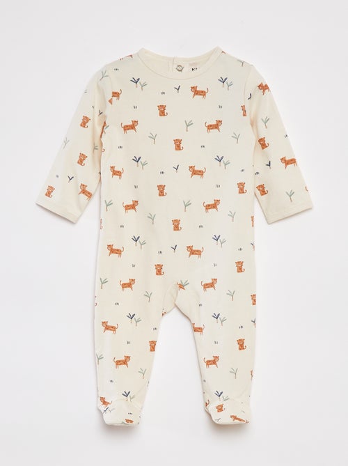 Pyjama met voetjes en motiefje - Kiabi