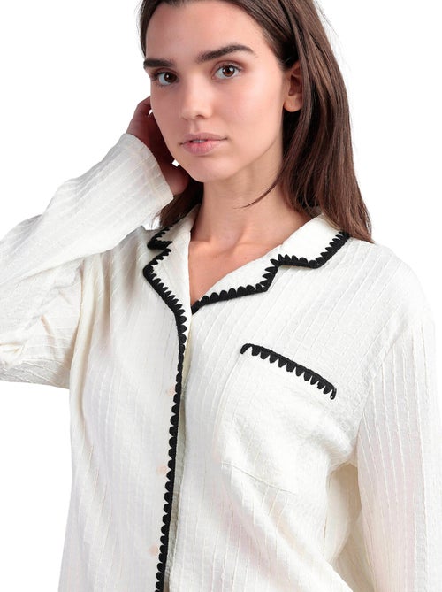 Pyjama met wijde broek en shirt lange mouwen stitching - Kiabi
