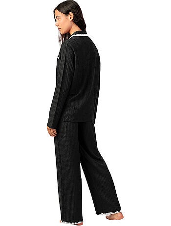 Pyjama met wijde broek en shirt lange mouwen stitching