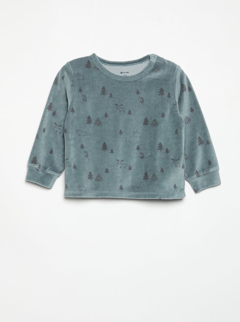 Pyjama 'Noël' 2 pièces - Sweat + pantalon Bleu - Kiabi